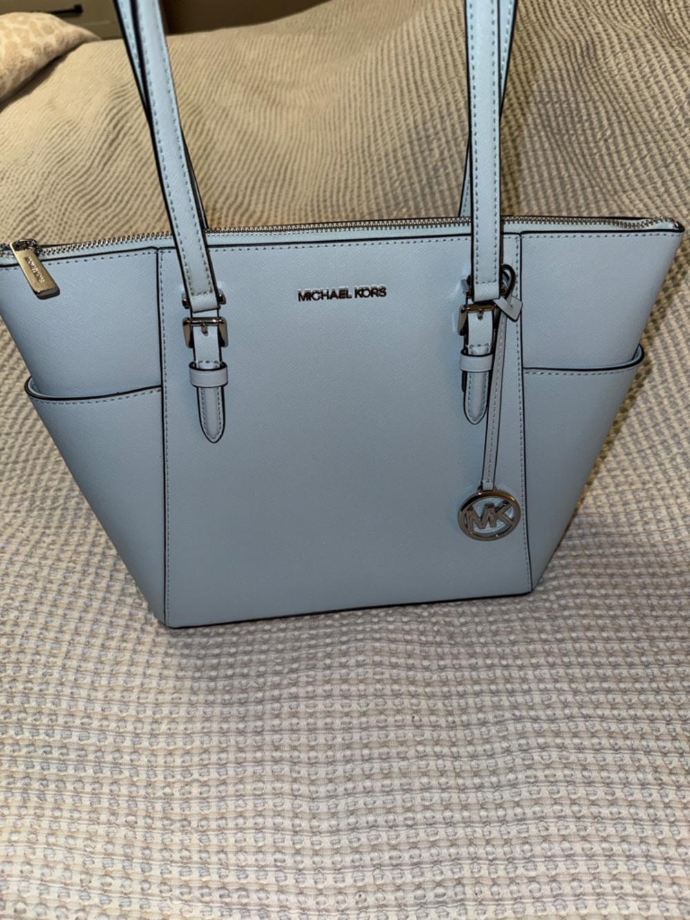 Michael Kors Pale Blue Saffiano Leather Tote